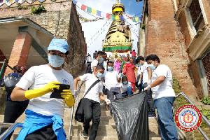 Cleaning program at Swoyambhu